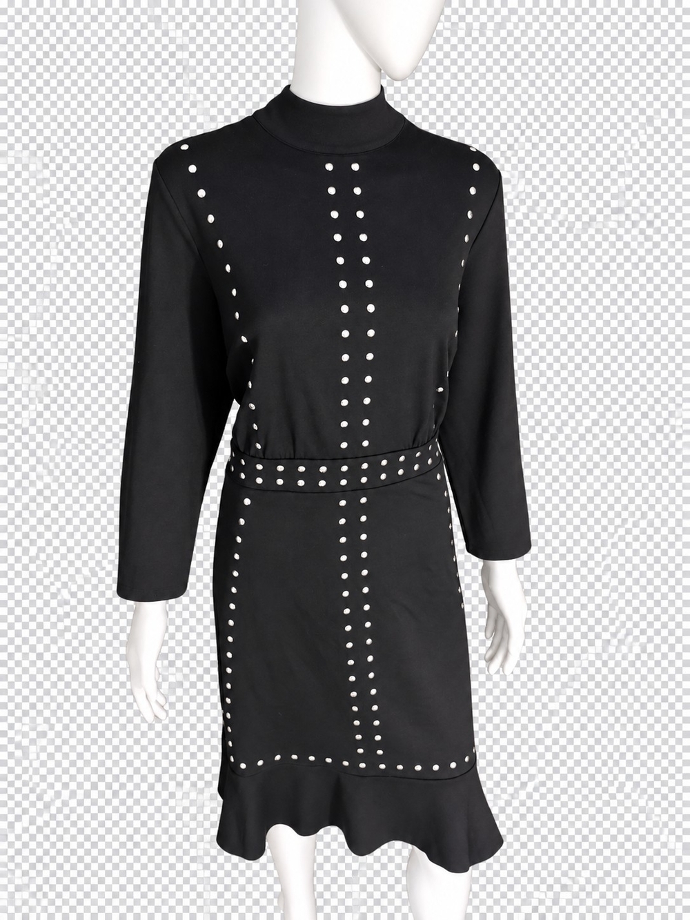 Lane Bryant Black Silver Studded Mock-Neck Midi Dress Size 18 🔥🔥🔥